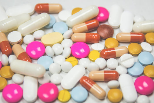 Assorted medication tablets - HRT types explained by a pharmacist
