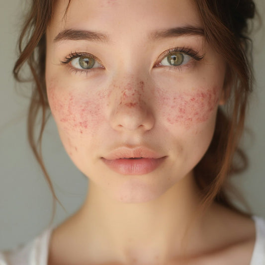 Woman with natural skin showing freckles - oestrogen and skin in perimenopause