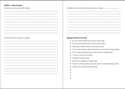 Skin and Life planner internal pages skincare routine tracker