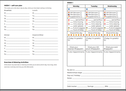 Skin and Life planner weekly lifestyle routine pages