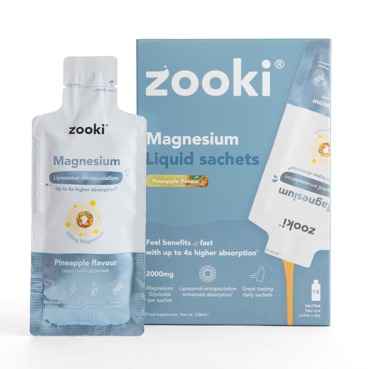 Zooki Liposomal Magnesium Glycinate Pineapple Sachets