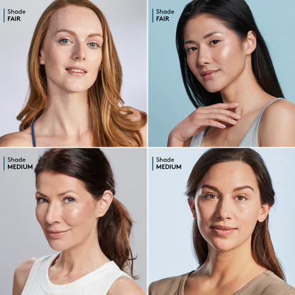 Colorescience Face Shield Flex SPF 50 diverse models showing shade range