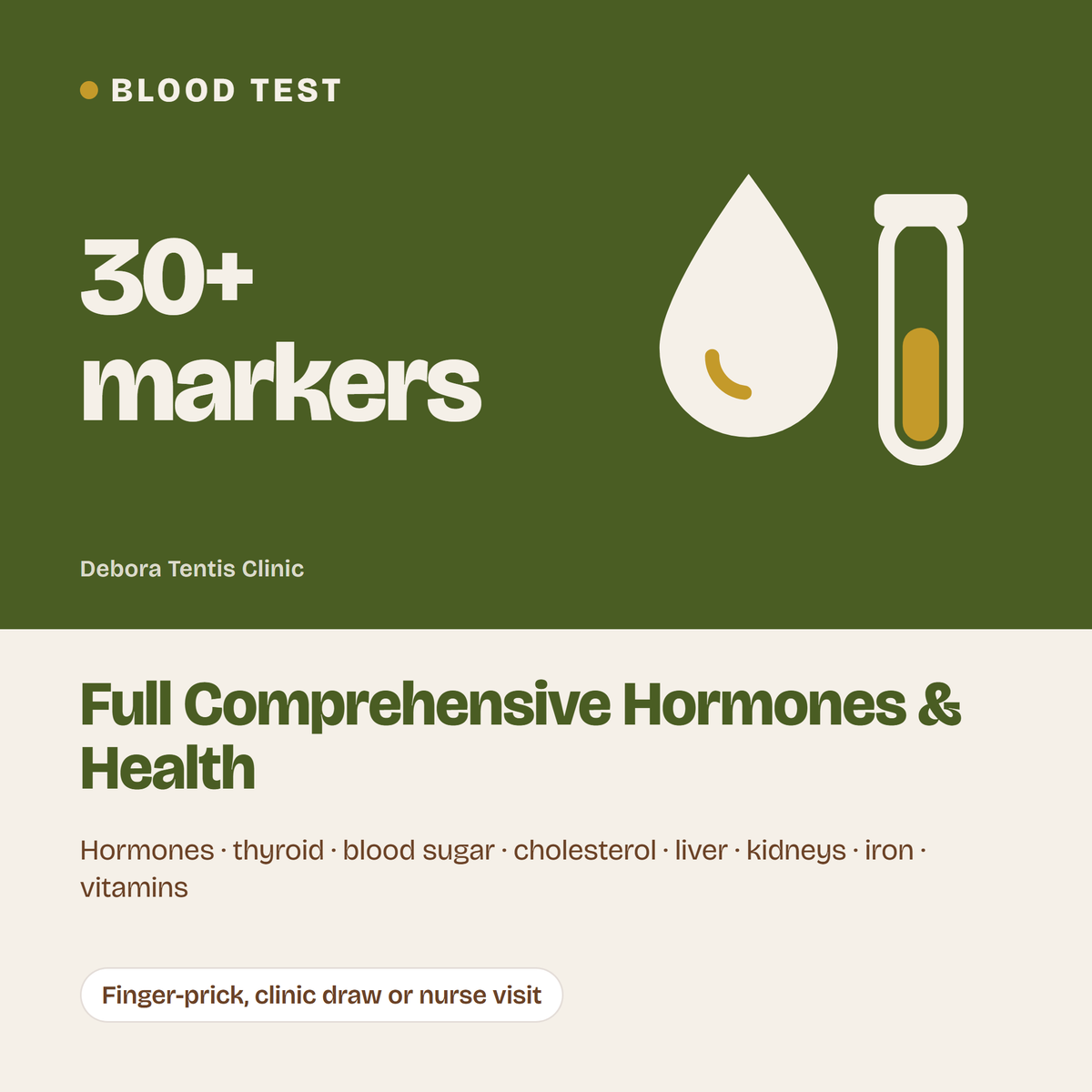 Full Comprehensive Hormones and Health Blood Test: blood test, 30+ markers
